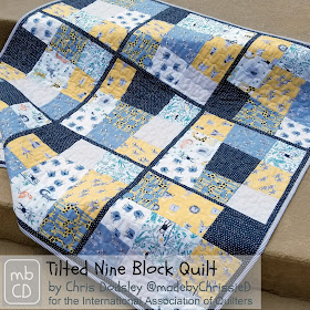 Tilted Nine Block Quilt Pattern by www.madebyChrissieD.com