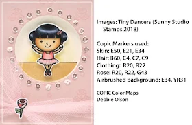 Sunny Studio Stamps: Tiny Dancers Ballerina Card with Copic Coloring by Debbie Olson