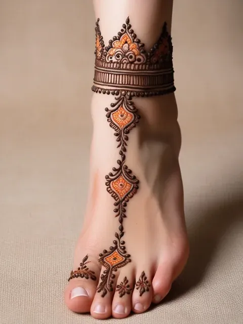 Ankle Bracelet Mehndi Design