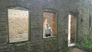 Dan Jon in an abandonded structure at Tyneham