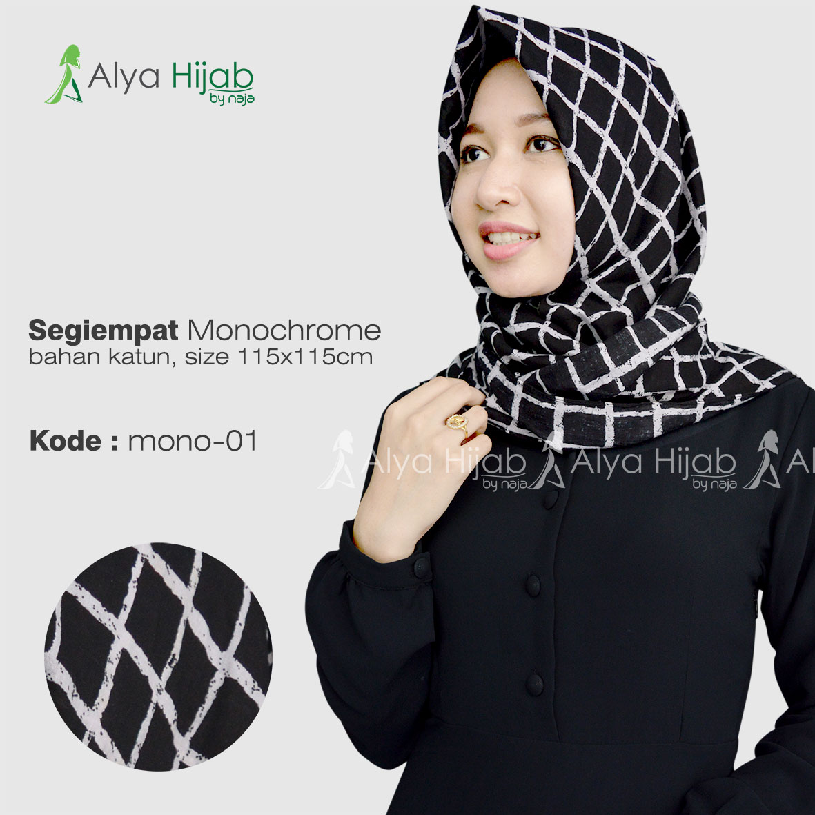 90 Gambar Terbaru Tutorial Hijab Segi Empat Monocrom Untuk Lebaran