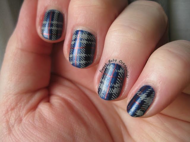 Plaid nails with OPI Yoga-ta Get This Blue