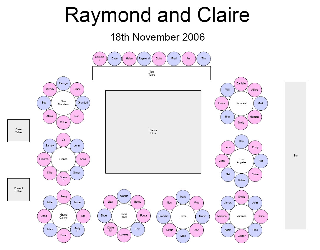 Free Wedding Reception Table Seating Chart