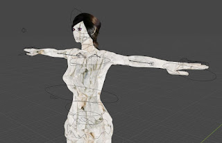 Girl lady with broken wall skin human character blender with ik rig