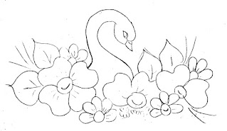 desenho de cisne com flores do campo para pintar