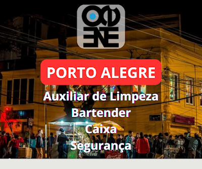 Bar Ocidente abre vagas para Auxiliar de Limpeza, Segurança, Bartender e outros em Porto Alegre