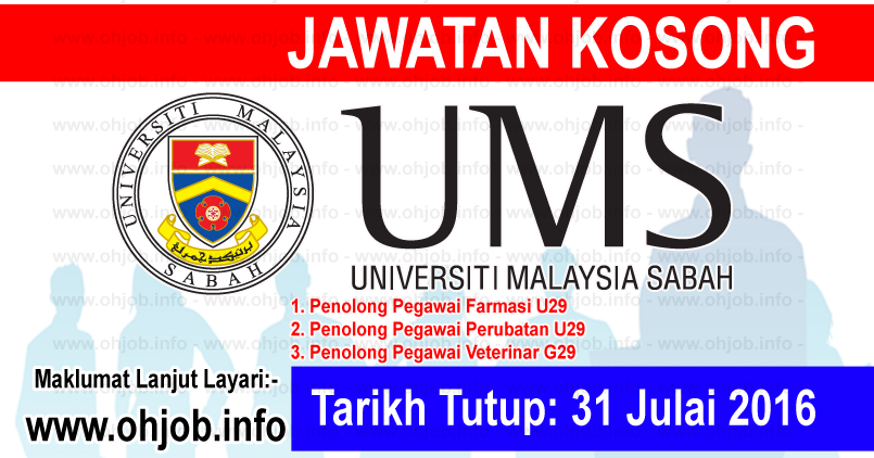 Jawatan Kosong Universiti Malaysia Sabah (UMS) (31 Julai 