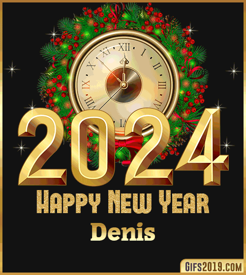 Gif wishes Happy New Year 2024 Denis