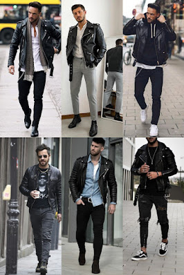 BLACK LEATHER JACKET OUTFIT MEN'S STREET STYLES