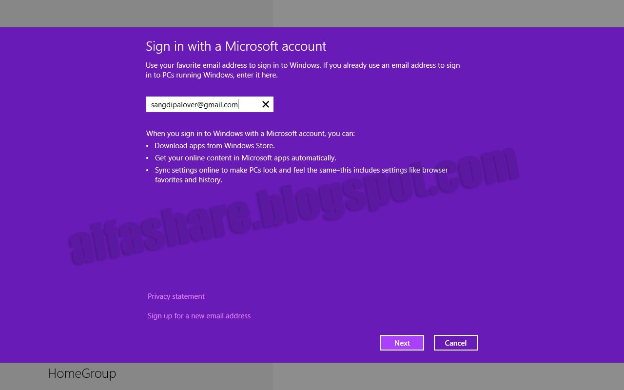 Cara Daftar/Buat Akun Microsoft Pada Windows8 | Aifa Tips Trik Dan Download