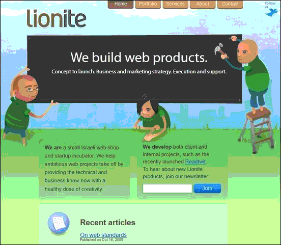 Lionite - Website design using drawings and illustration