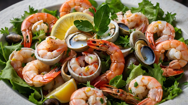 This refreshing and flavorful seafood salad is perfect for a light meal or appetizer. It combines tender shrimp, succulent shellfish, fresh vegetables, and a zesty dressing for a delightful dish that’s both healthy and delicious. The salad is versatile, allowing you to add your favorite shellfish and customize it to your taste.