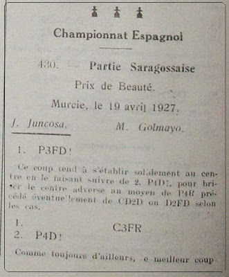 Información sobre el I Torneo Nacional de Ajedrez de Murcia 1927 en L’Echiquier, junio de 1927 (1)