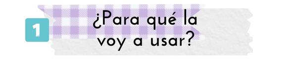 Separador a base de washitapes digitales en cuadros vichy lilas y otro blanco con el título "¿para qué la voy a usar?"