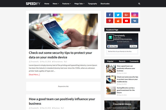 Speedify - Premium Blogger Template