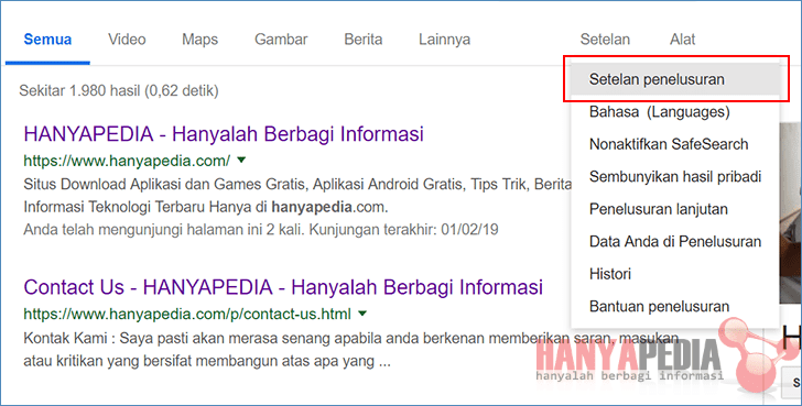 Cara Membuka Tab Baru di Hasil Pencarian