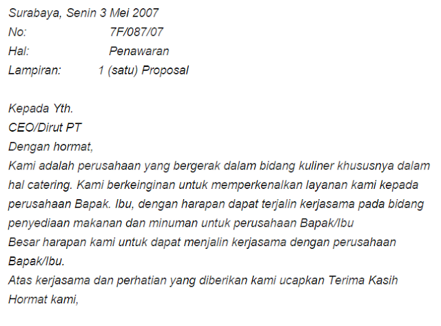 contoh surat penawaran jasa