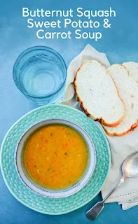 Butternut Squash, Sweet Potato and Carrot Soup #soup #vegansoup #vegan #butternutsquash #sweetpotato #carrots