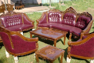 Simple Teak Guest Chairs Pink Color