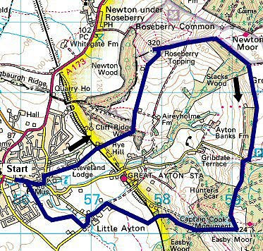 Roseberry Topping Walk Map from Great Ayton