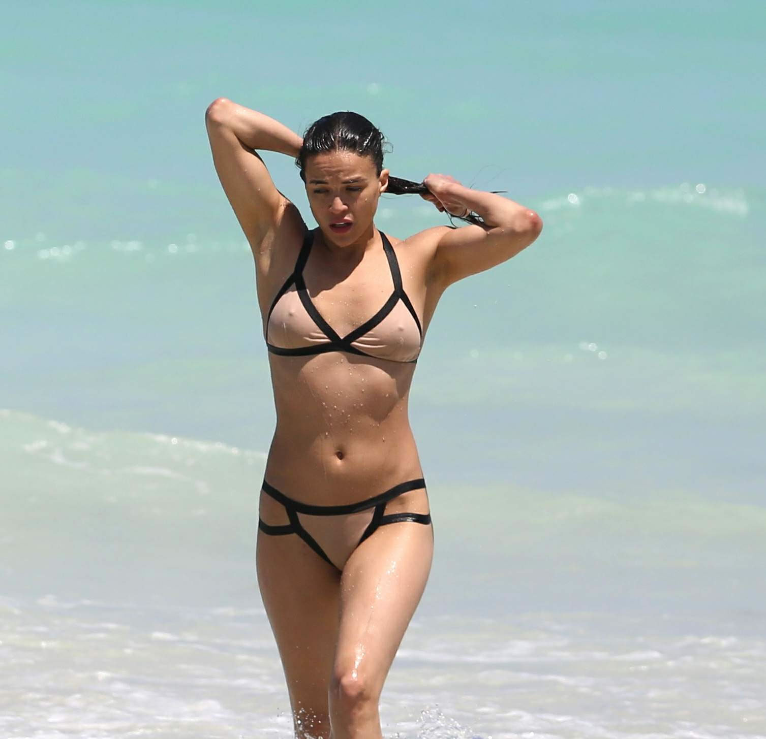 Fast and Furious Michelle Rodriguez’s Oops Nips in Beach Bikini Pics