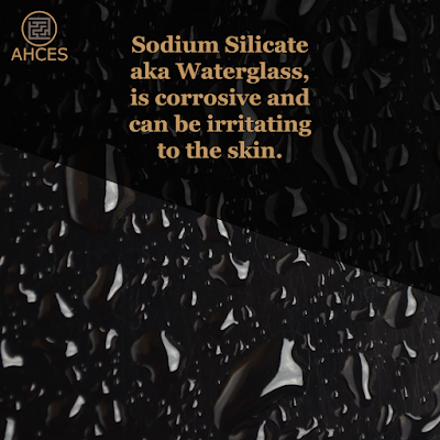 sodium silicate aka waterglass is corrosive and can be irritating to the skin
