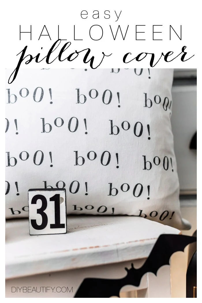 black and white Halloween BOO pillow