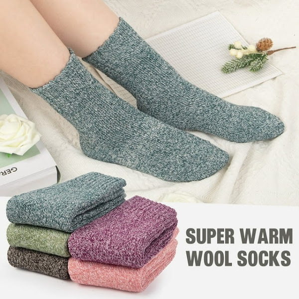 Thick Knit Thermal Crew Winter Warm Socks - 5 Pairs