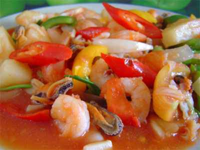 Resepi pad priau wan,Tumis masam manis udang(Thai sour 