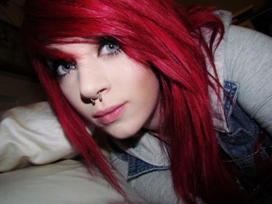 Emo girl red hair piercing nose cute  nineimages