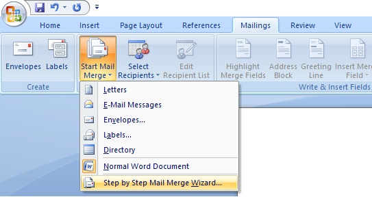 Mail Merge Steps a and b