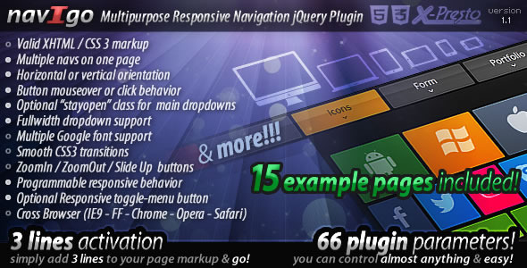 navIgo - Multipurpose Responsive Navigation Plugin