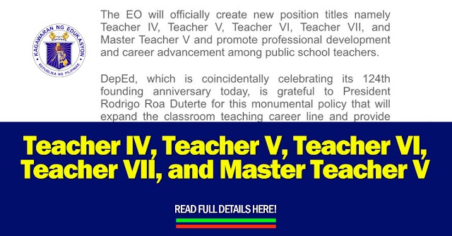 DepEd Official Statement On the issuance of the Expanded Career Progression for Public School Teachers EO