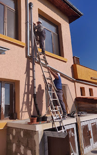 Two ladders strapped together