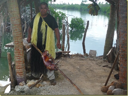 Old Tonga Roast Pig for the missionary couples