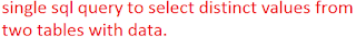 single sql query to select distinct values from two tables with data.