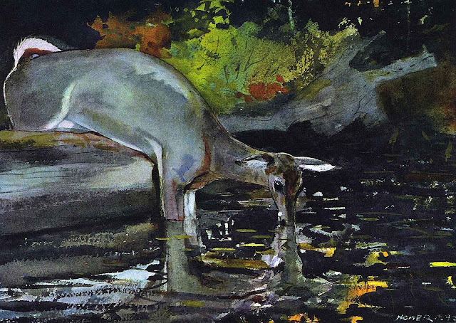 Wislow Homer art, drinking deer