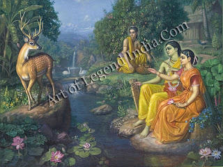 Lakshmana and Sita iollowirts Rama into the forest