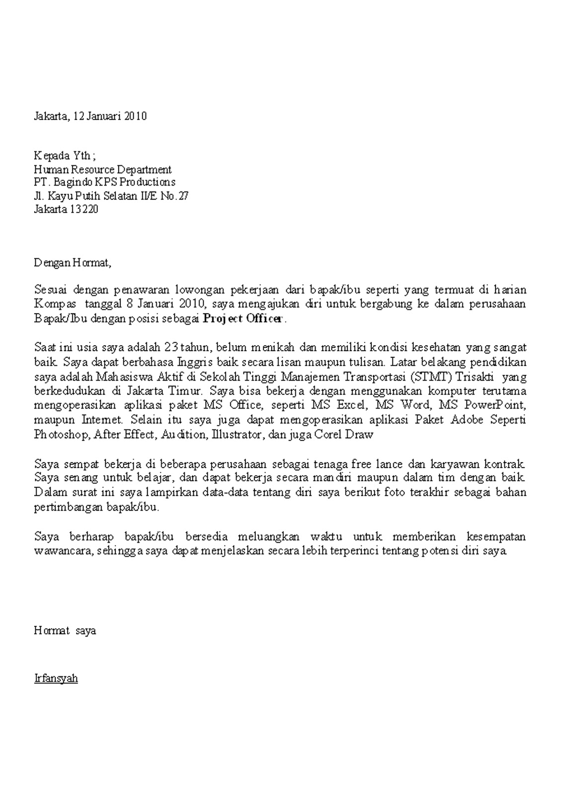 Download Contoh Surat Lamaran Kerja Online Via Email ...