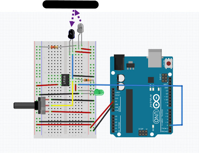 IR sensor and transmitter with Arduino and LM358