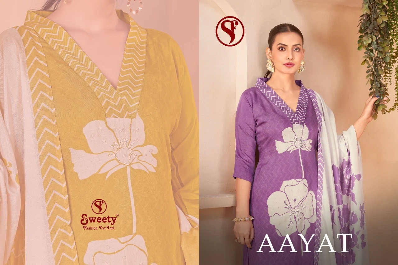 Aayat Vol 1 Sweety Fashion Pure Viscose Muslin Digital Printed Pant Style Suits
