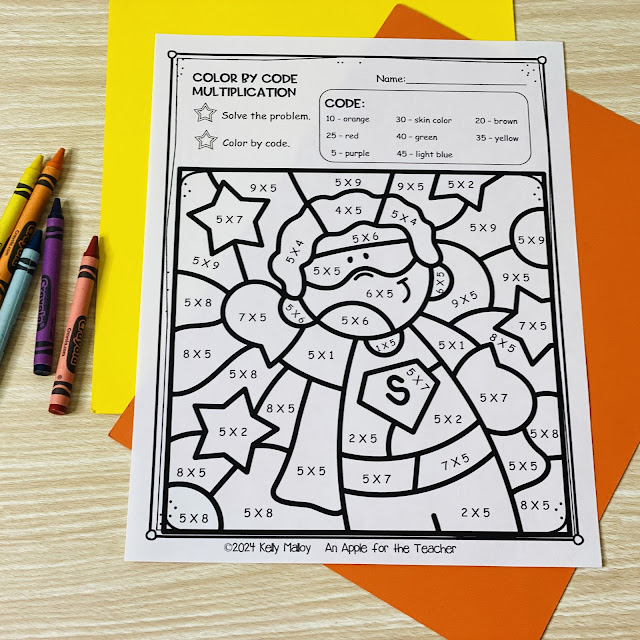 multiplication color-by-number sheets