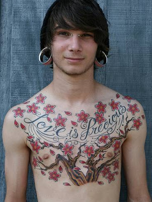 rainbow guitar tattoo design and forehand tattoos