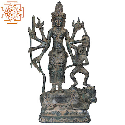 Bathari Durga With Bhairava Brass Statue