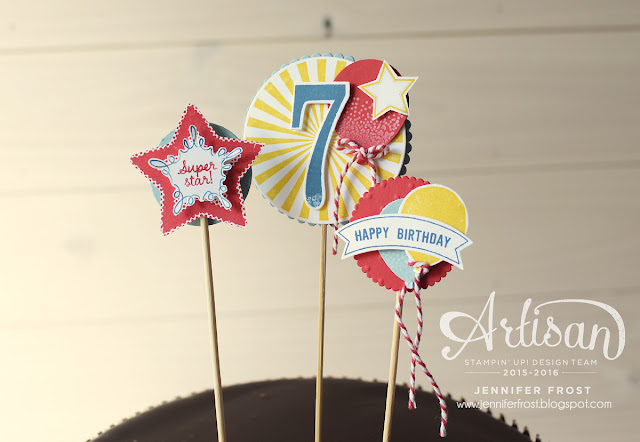 Superstar, Number of Years, Balloon Celebrations, Cake Topper, TGIFc65, Stampin' Up!, Papercraft by Jennifer Frost