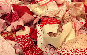 Red and Cream fabric scraps