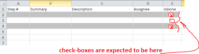 spreadsheet skeleton without check-boxes yet