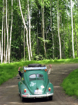 the green 1952 VW Beetle