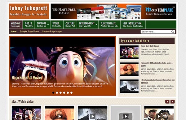 Johny Tubeprett Responsive Blogger Template