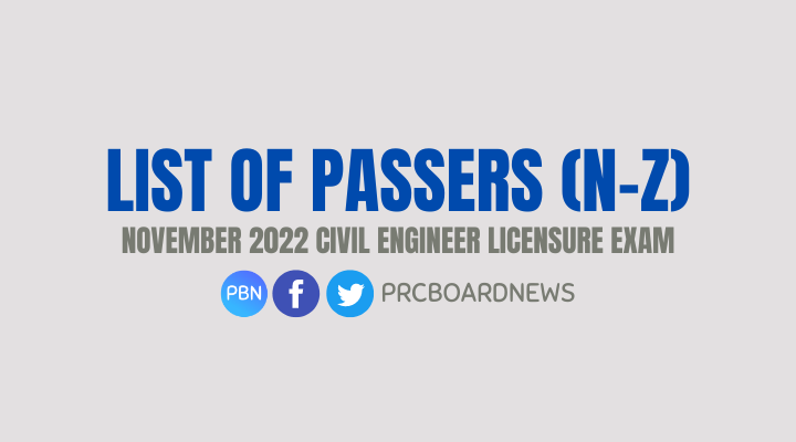 N-Z PASSERS: November 2022 Civil Engineering CE board exam result